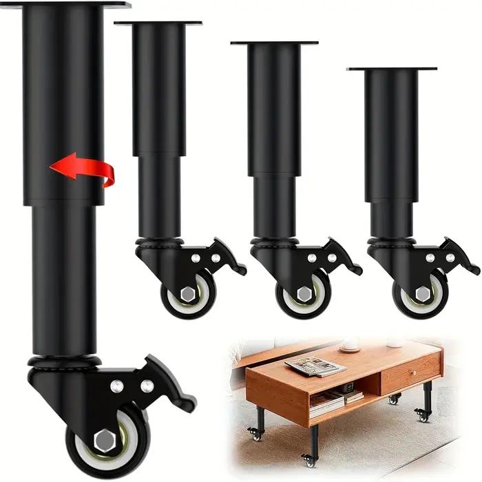 Pieds de meubles extensibles en métal, 4 pièces, avec roulettes, pieds de Table, avec remplacement r