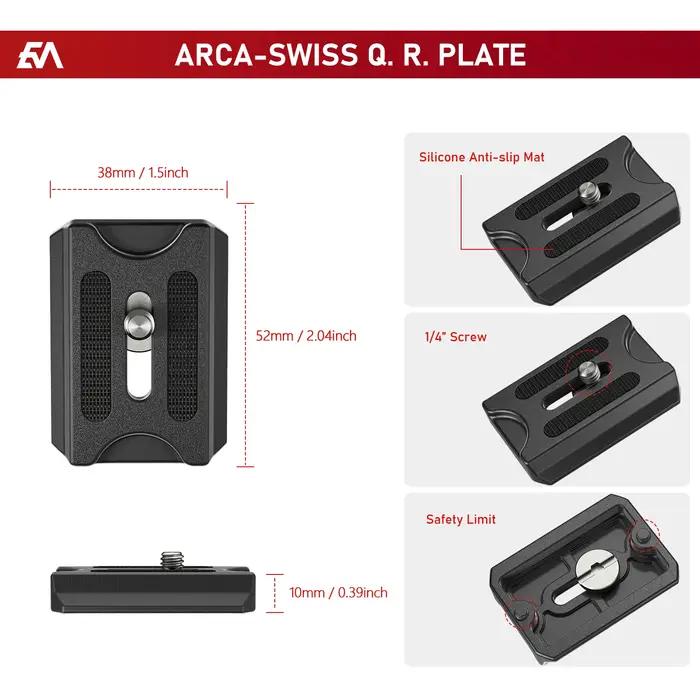 EVUMO C5 Tête sphérique professionnelle 38 mm Grande tête sphérique 360 ° Tête de trépied panorami