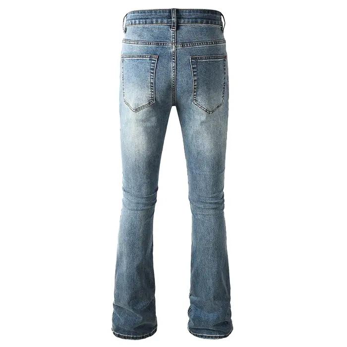 Jean Slim coupe botte pour hommes, pantalon en Denim de coton bleu de couleur Pure de haute qualité,