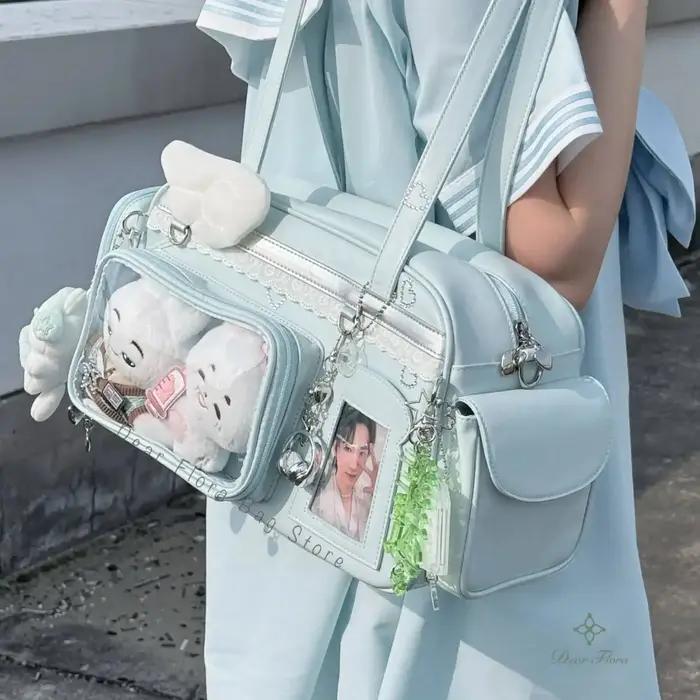 Nouveau sac à bandoulière Y2K grande capacité style JK, sac à dos transparent mignon pour fille, sac