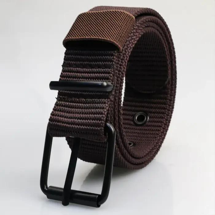 Nouvelles ceintures en toile à boucle ardillon poreuse pour hommes, ceinture polyvalente à la mode p