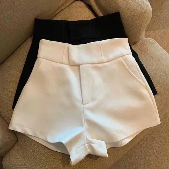 Shorts Mooyufon Noirs Harajuku Taille Haute Élégance Décontracté Pour Fille Chaude Pantalon Droit Occasions Spéciales