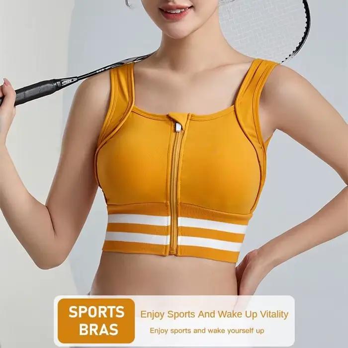Soutien-gorge de sport avec fermeture éclair sur le devant pour femmes, couverture complète, amovibl