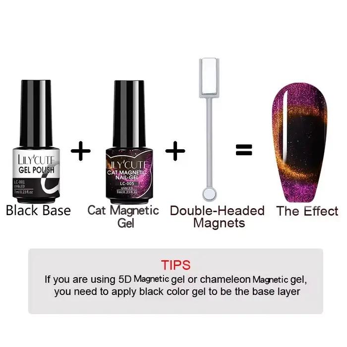 LILYCUTE 7ml 9D chat magnétique Gel vernis à ongles aimant irisé Semi Permanent tremper UV LED manuc
