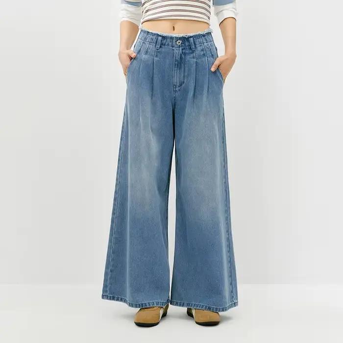 Semir – jean élégant pour femmes, ourlet brut, taille haute, jambes larges, longueur au sol, pantalo