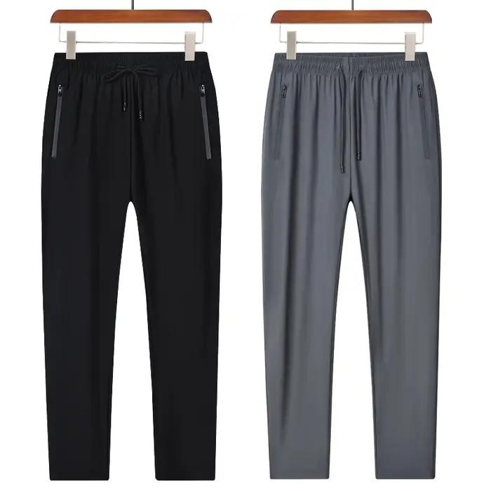 Pantalon de sport respirant en soie glacée pour hommes, séchage rapide, absorbant la sueur, conforta