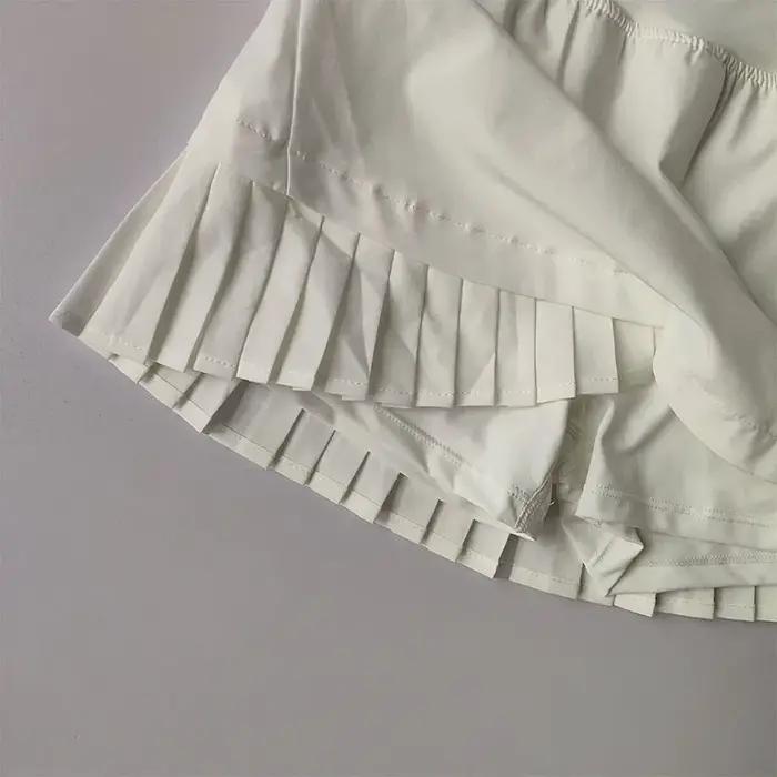 Jupe courte sport taille haute anti-éblouissement avec shorts doublés pour yoga et fitness été