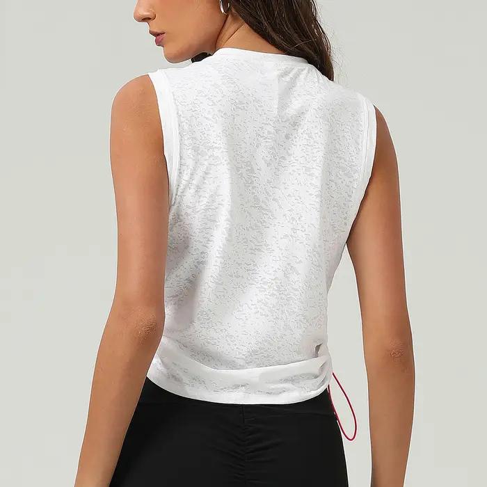 Chemise de Yoga sans manches pour femmes, couleur unie, ample, haut de course, respirant, séchage ra