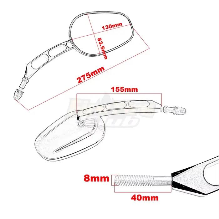 Rétroviseurs de moto rétroviseurs en verre rétroviseur latéral droit gauche pour Harley 883 1200 48