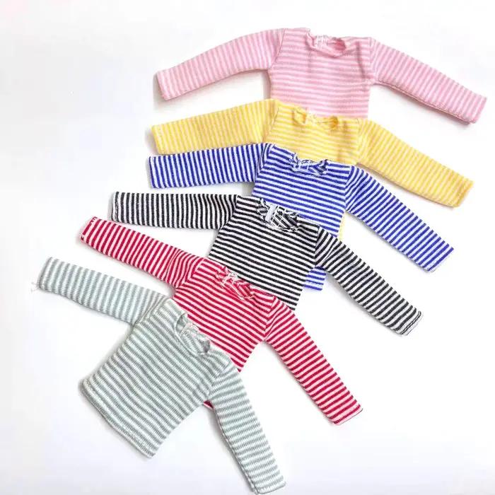 Blyth – T-shirt à manches longues et rayures en coton, vêtements pour poupées Pullip Blyth 1/6, acce