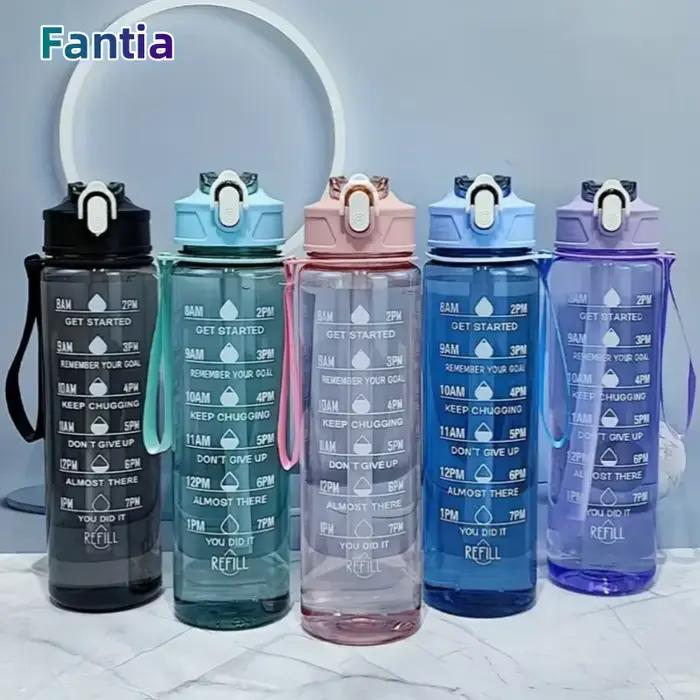 Bouteille d'eau de sport de grande capacité de 800ml/27oz, tasse à boire en plastique anti-fuite ave