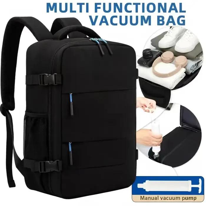 Sac à dos de voyage à compression sous vide avec pompe - Bagage à main durable scellé sous vide, san