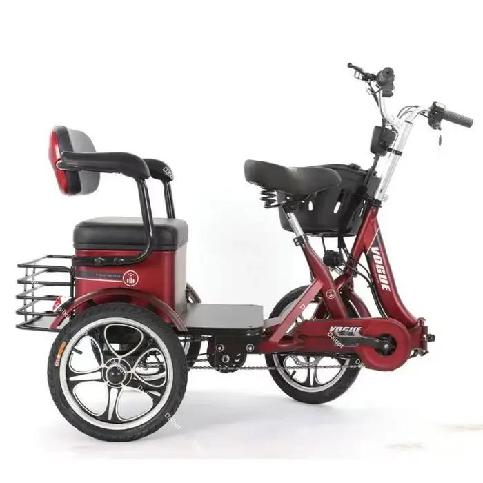 Tricycle electrique pliant Elmain pour famille adulte avec paniers avant arriere ideale pour balades et promenades quotidiennes