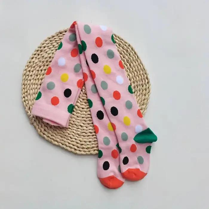 1 paire de collants pour filles, mignons, rayés, à motif de cœur et de fleurs, doux et extensibles,