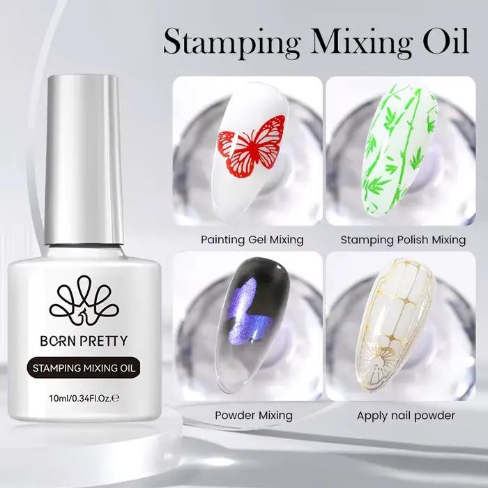 BORN PRETTY 10ml estampage mélange peinture à l'huile Gel estampage vernis poudre mélange et appliqu