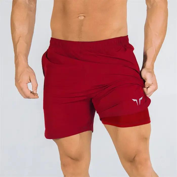 Short de sport de fitness à double pont pour hommes, slim, séchage rapide, tissé, respirant, pantalo