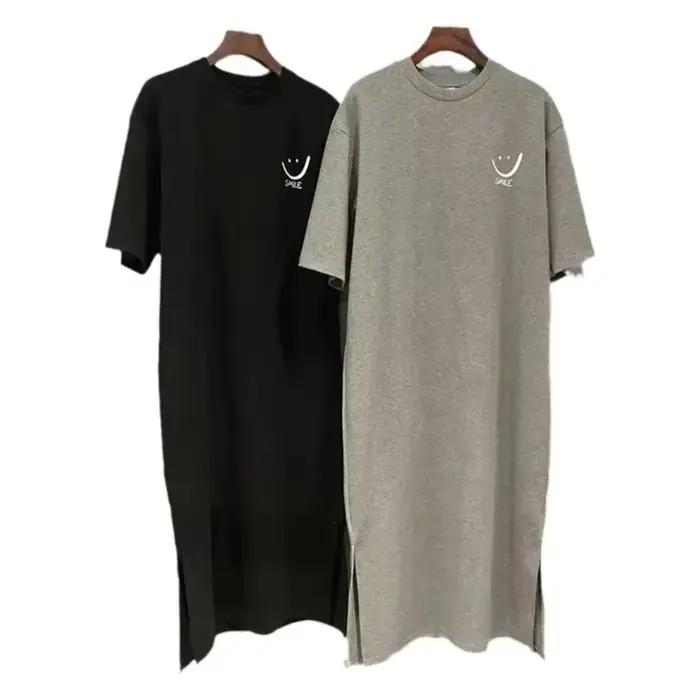 Robe T-shirt à manches courtes pour femmes, ample, mi-longue, au-dessus du genou, nouvelle collectio
