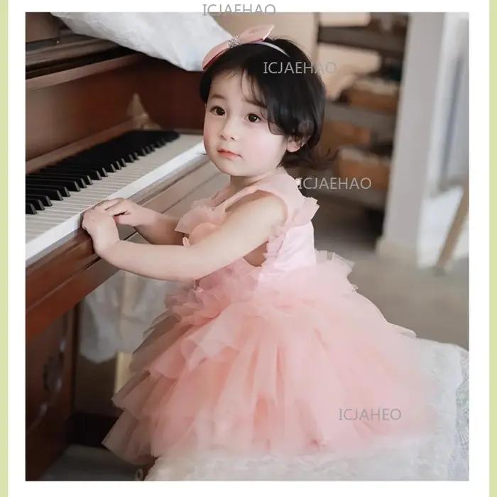 Robe de Premier Anniversaire pour Filles, Robe Tutu de Cérémonie, Costume de Demoiselle d'Honneur, R