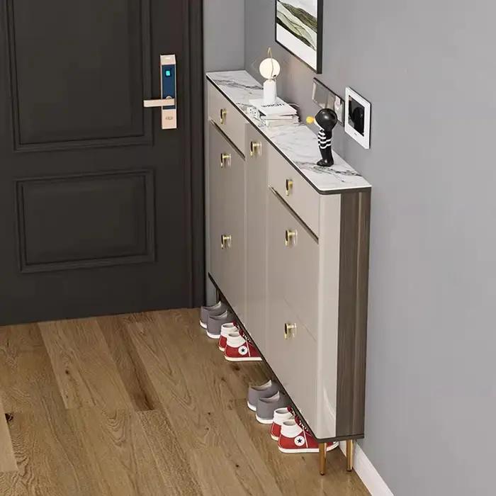 Tiroirs blancs étagère étagère à Chaussures 3 couches étroit permettant de gagner de l'espace Armoir