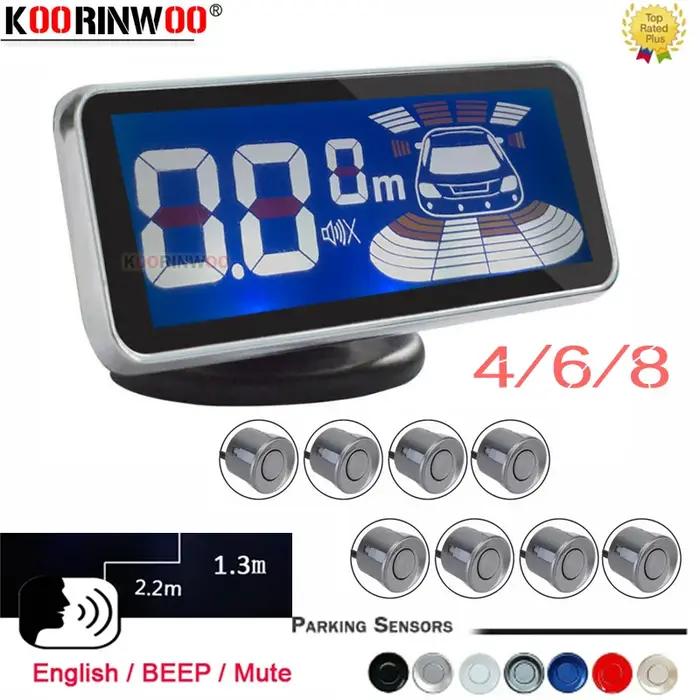 Koorinwoo Capteurs de stationnement électromagnétiques à écran LCD numérique pour voiture, 4/6/8 rad