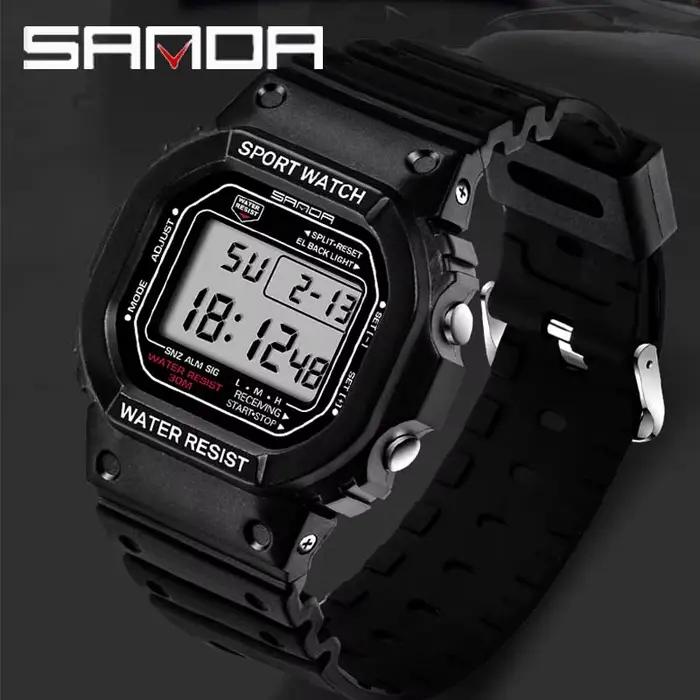 SANDA G Style LED montre numérique unisexe antichoc étanche montres de sport garçon fille chronomètr