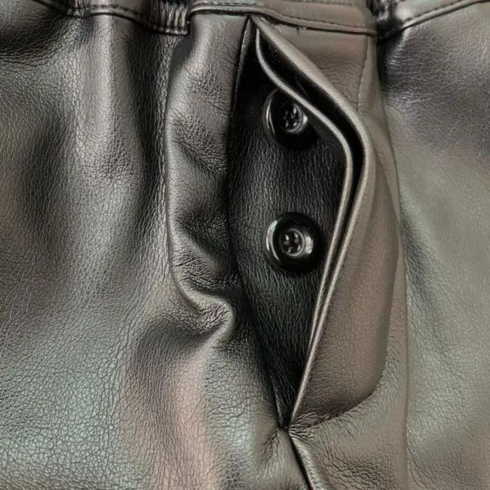 Shorts en cuir PU pour femmes HKSH 2026, style sombre RO, fente latérale, bloc de couleur, taille él