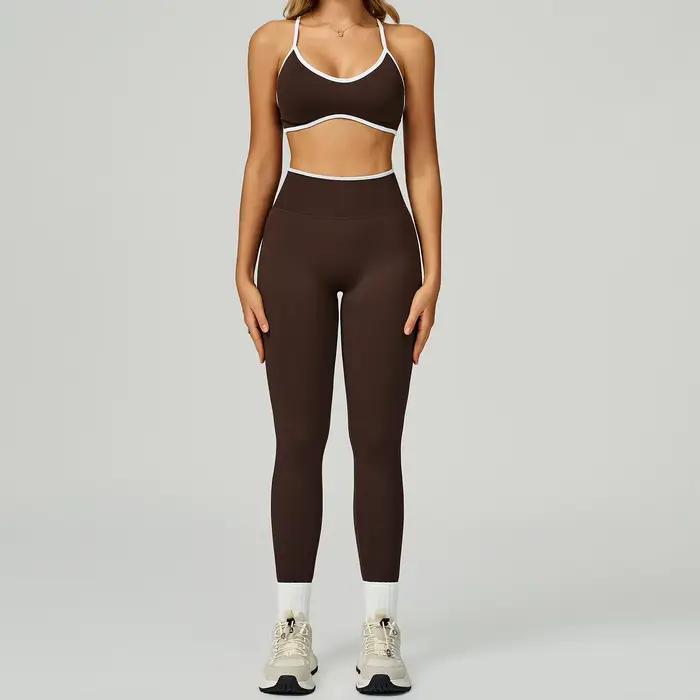 Ensemble de sport sans couture pour femmes, vêtements de Fitness, blocage de couleur, ensembles de Y