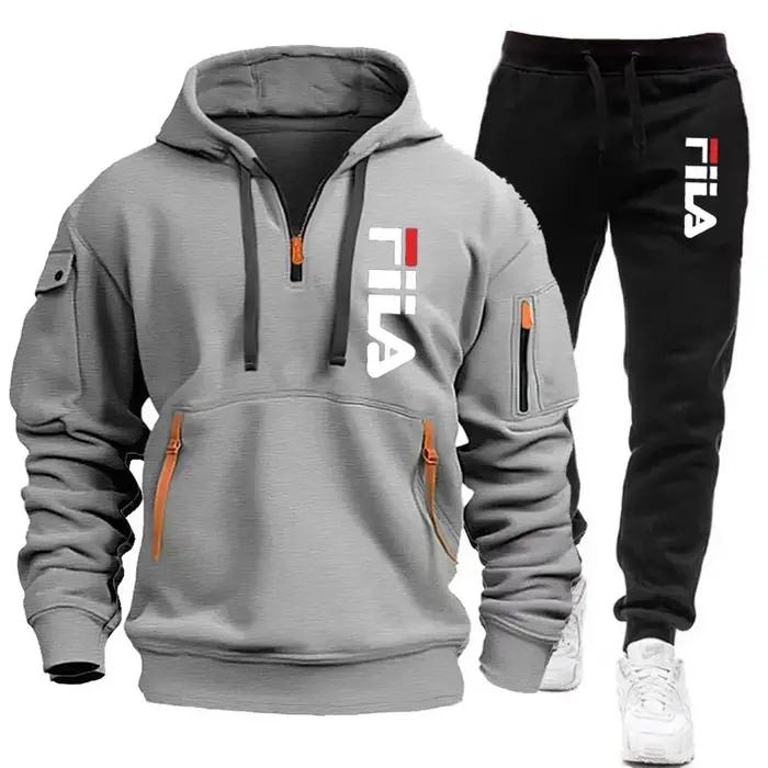 Ensemble de course à manches longues pour hommes, vêtements de sport confortables et décontractés +