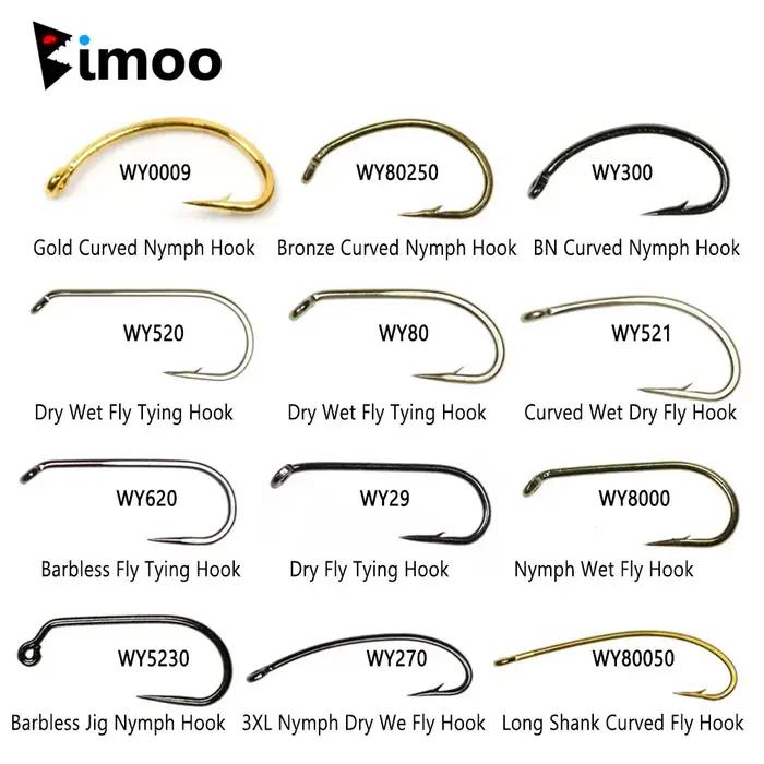 Bimoo 500 pièces en acier à haute teneur en carbone barbe sans ardillon pêche mouche crochet gabarit