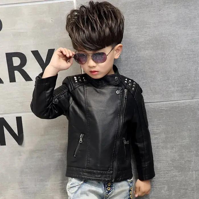 Mode enfants veste en cuir filles veste en polyuréthane enfants moto vêtements d'extérieur pour bébé