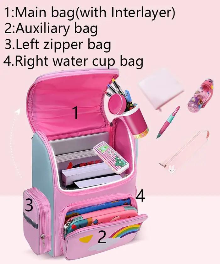 Sac à dos enfant pour fille licorne enfants Bookbag yeux arc-en-ciel sac d'école adolescente sac à d