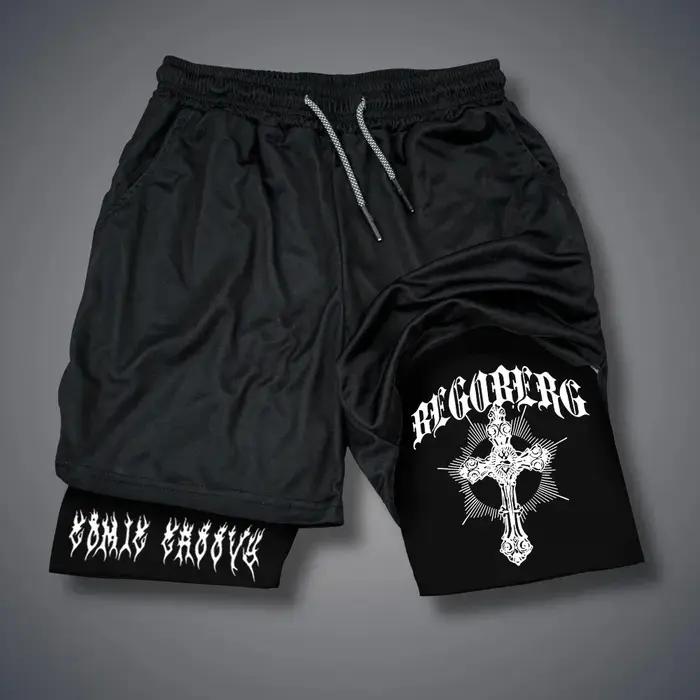 Short de sport 2 en 1 pour homme, motif gothique, pantalon court, fitness, course à pied, décontract
