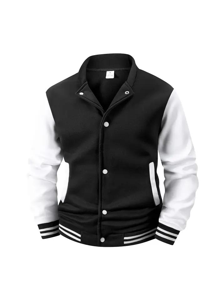 Veste universitaire doublée polaire pour hommes, automne hiver, bloc de couleur chaud, veste de Base