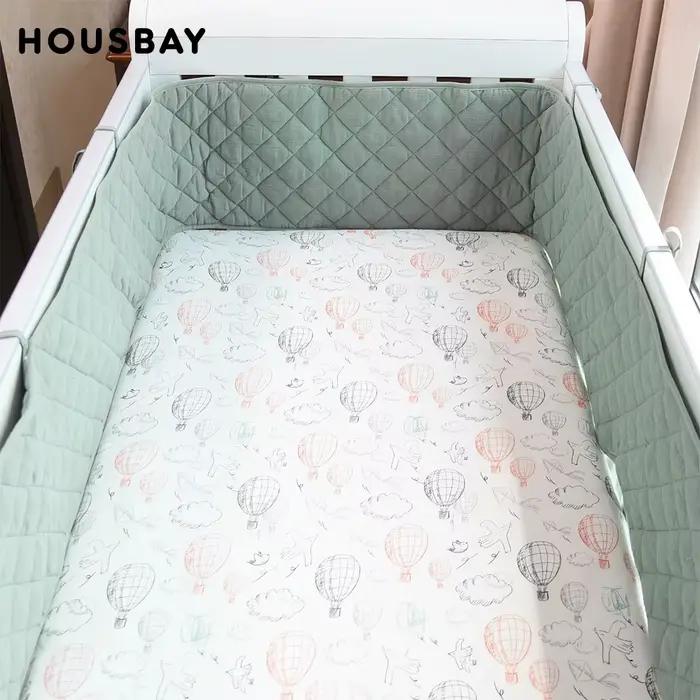 Pare-chocs dans le berceau crêpe Plaid une pièce berceau coussin bébé lit barre Protection Beige cot