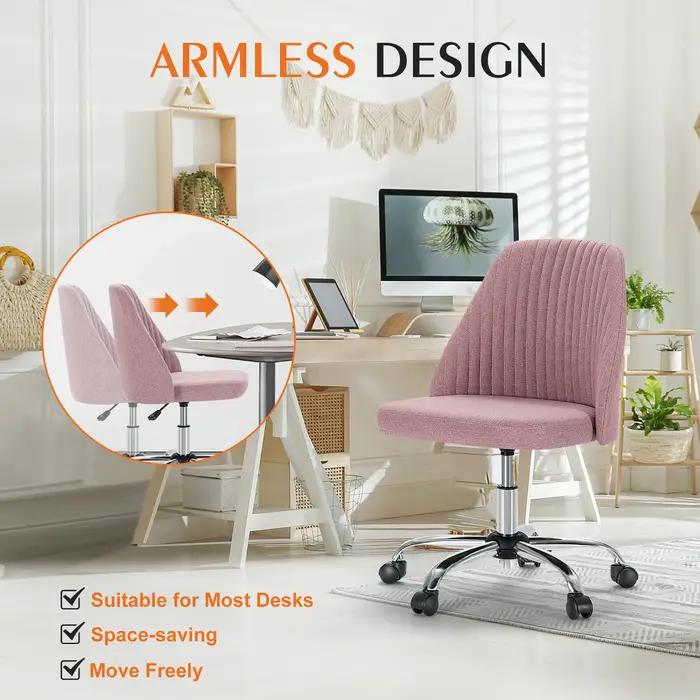 JIan-Petite chaise de bureau sans accoudoirs avec dossier, chaise de vanité à roulettes, tissu moder