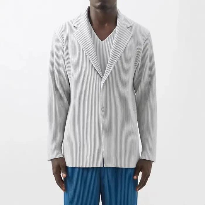 Miyake nouveau 2025 printemps costume à manches longues plissé plissé hommes veste revers plissé cou