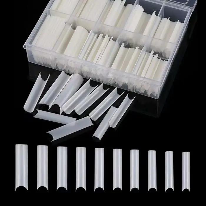 200/240 pièces XXL carré presse sur faux ongles conseils C incurvé droit acrylique Extra Long clair