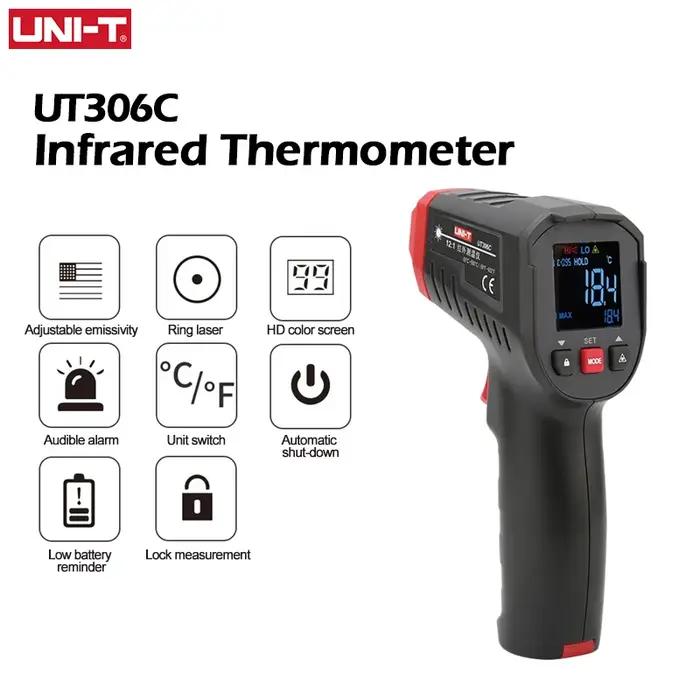 UNI-T UT306S UT306C thermomètre numérique sans Contact ménage industriel infrarouge Laser testeur de
