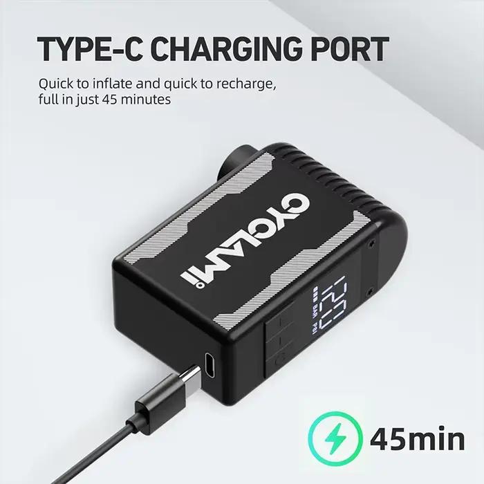 Pompe à vélo électrique portable en alliage CYCLAMI A2S 120 PSI 500 mAh, mini compresseur d'air rapi