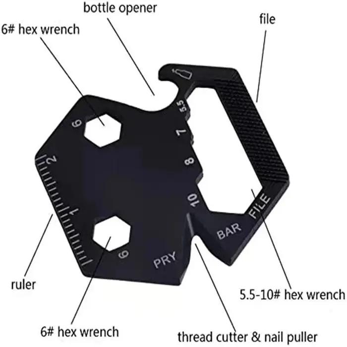 Pièce hexagonale multifonctionnelle pour l'extérieur, outil EDC, couteau à monnaie pliant, porte-clé