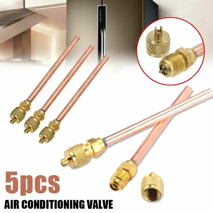 Valves d'accès de réfrigération pour climatiseur, 5 pièces, 6mm OD, Tube en cuivre, pièces de rempli