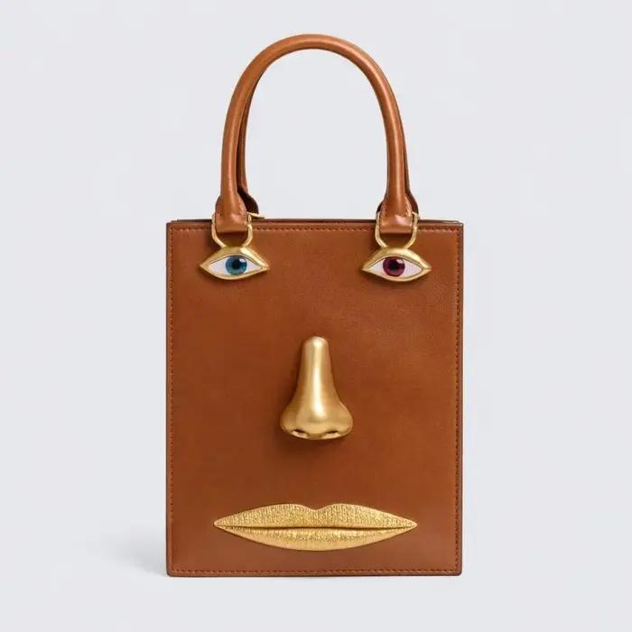 Sac à main vintage 3D pour femme en cuir PU de haute qualité, sac carré avec décoration œil de bijou