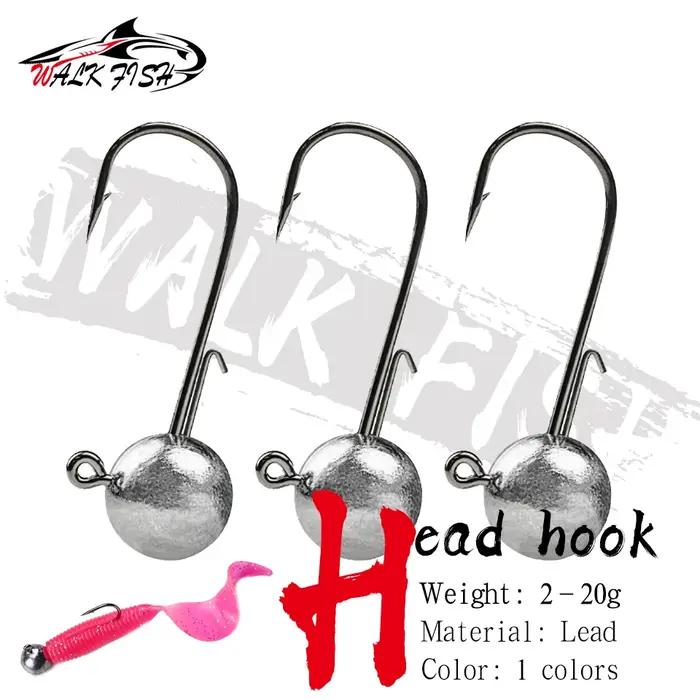 WALK FISH – crochet de gabarits à tête NED, 5 pièces/lot, 2g-20g, toutes tailles, boule ronde, croch