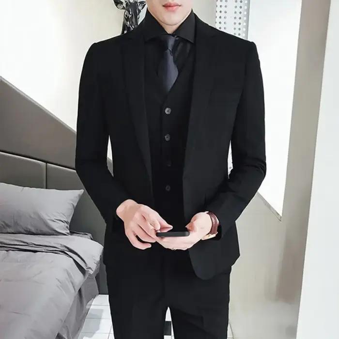 Nouveau Style costumes (Blazer + gilet + pantalon) hommes mode affaires mariage Gentleman complet en