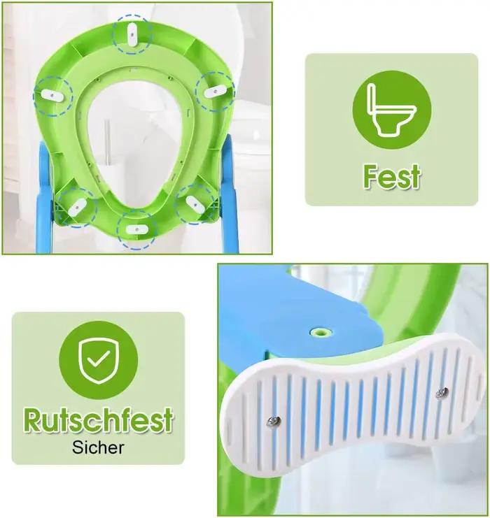 Entraîneur de Toilette Pot d'apprentissage avec Main Courante d'escalier Coussin Souple en PU Anti-d