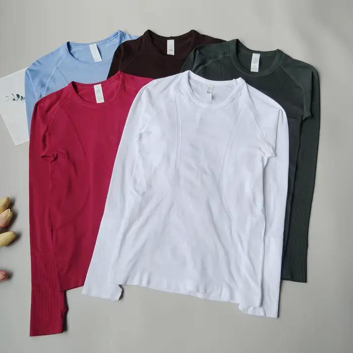 Hauts de sport pour femmes, coupe cintrée, col rond, vêtements de Yoga à séchage rapide, vêtements d