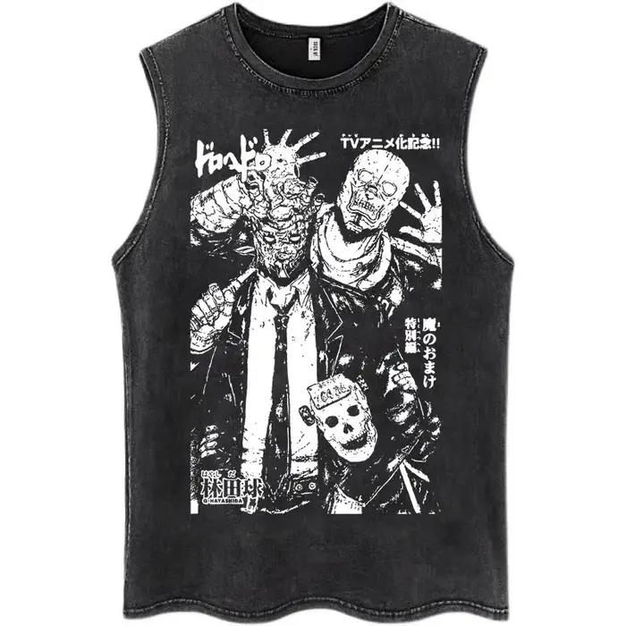 Débardeur délavé à motif de dessin animé japonais Dorohedoro pour hommes et femmes, 100% coton, mode