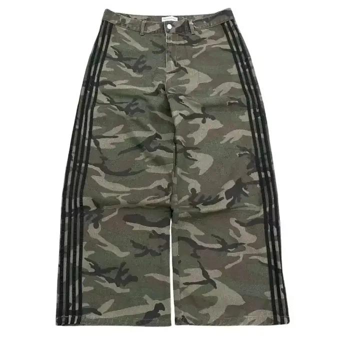 Jean baggy rétro Y2K, pantalon en denim à jambes larges, pantalon de survêtement camouflage brodé ra