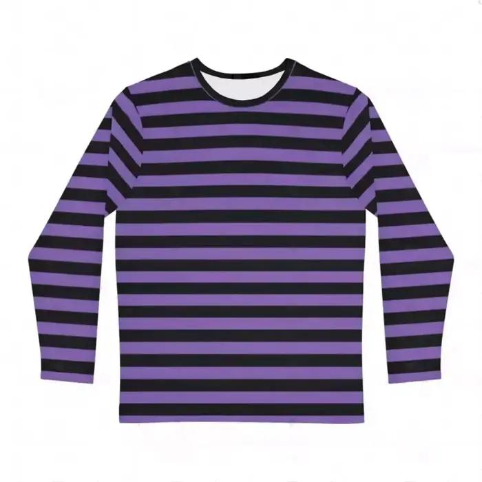 T-Shirt à manches longues pour filles, imprimé à rayures arc-en-ciel, décontracté, à col rond, vêtem