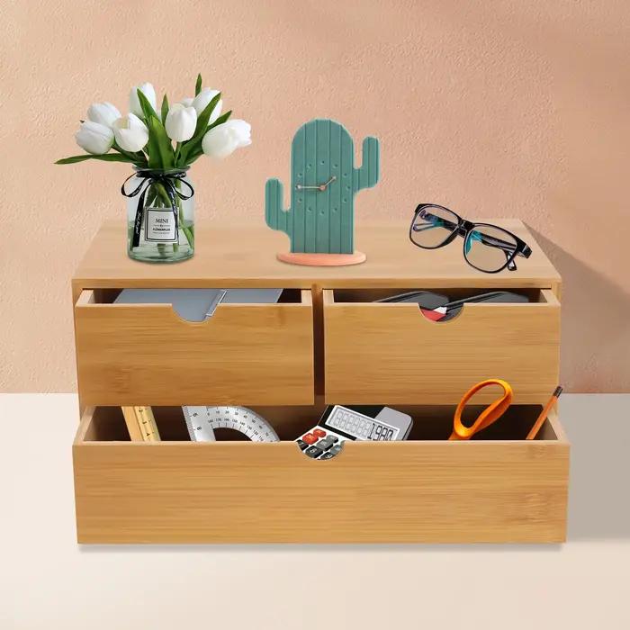 Evalu-brittop-Mini Bureau en Bambou, Boîte de Rangement MELStorage w/ 3 Brocommuniste de proximité